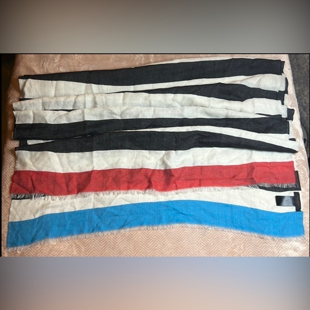 Adorable Coach 100% Virgin Wool Striped Scarf
